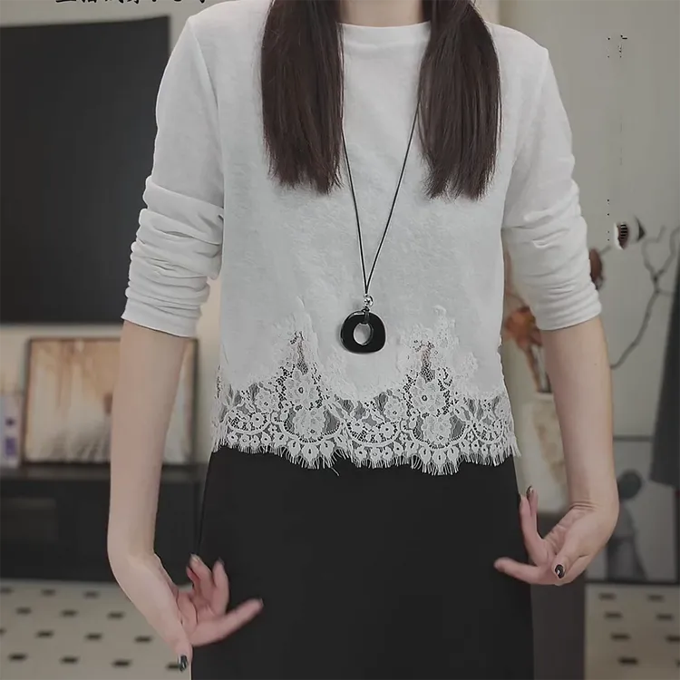 常规款极简风短袖圆领长袖T恤百搭打底衫白色潮流C6271