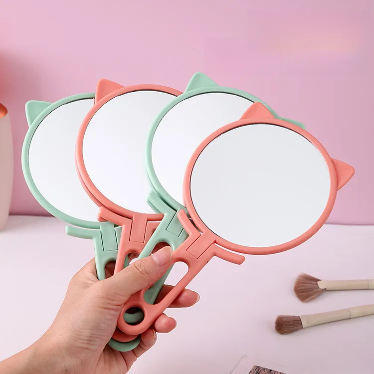 新款手持化妆镜高颜值便携镜子折叠手柄补妆镜学生宿舍手拿小镜子