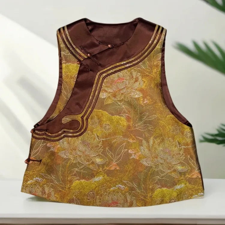 复古国风提花高级感马甲2025秋季改良时尚唐装上衣盘扣宽松女上衣