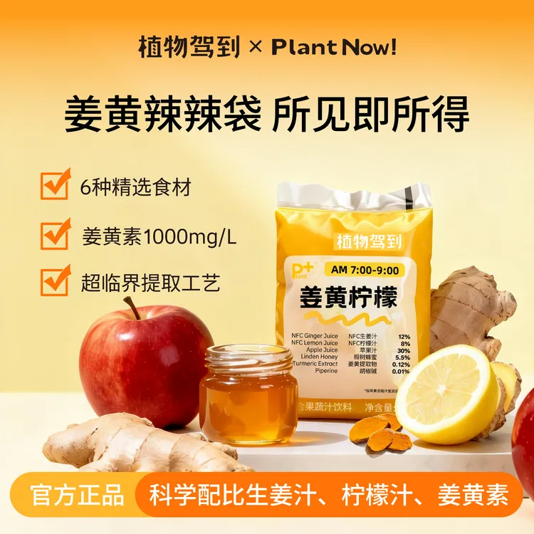植物驾到生姜柠檬饮gingershot秋冬暖身姜柠汁姜黄饮袋装新品饮料商品图