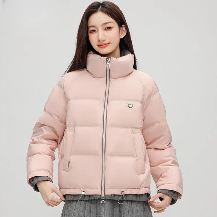 纪诗哲女装直筒宽松显瘦羽绒服女冬季新款立领加厚防寒面包服外套