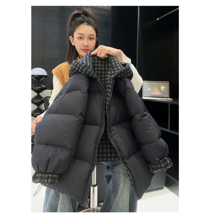 【现货48H】双面穿亲子款抗寒棉服深冬姐弟儿童格子棉衣2025冬季188