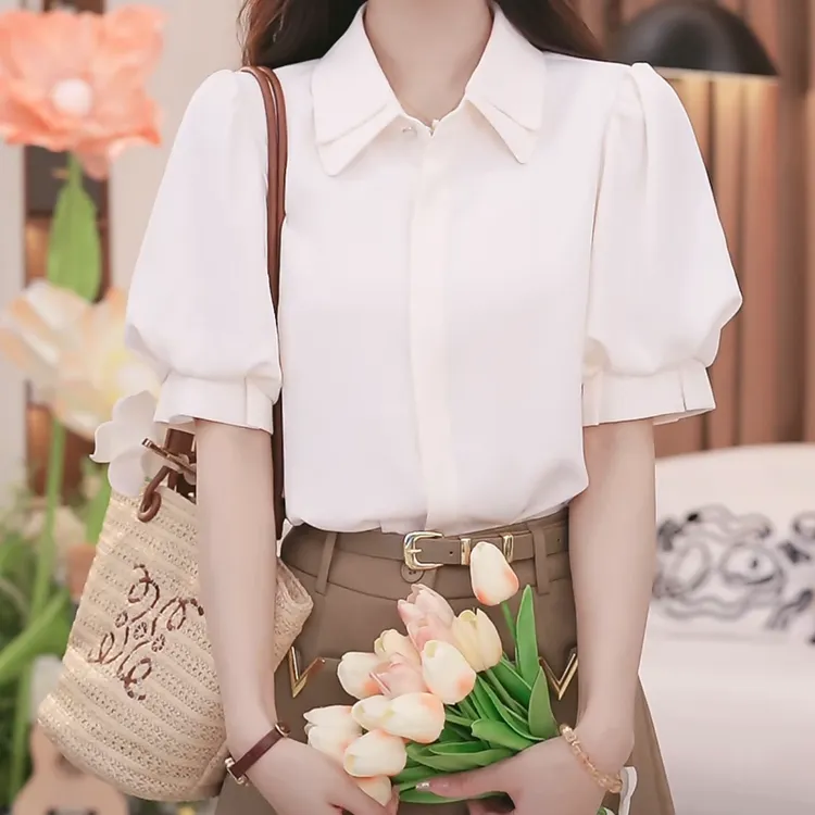 法式小香风洋气拼接衬衫女2025秋季新款独特别致设计小众宽松上衣