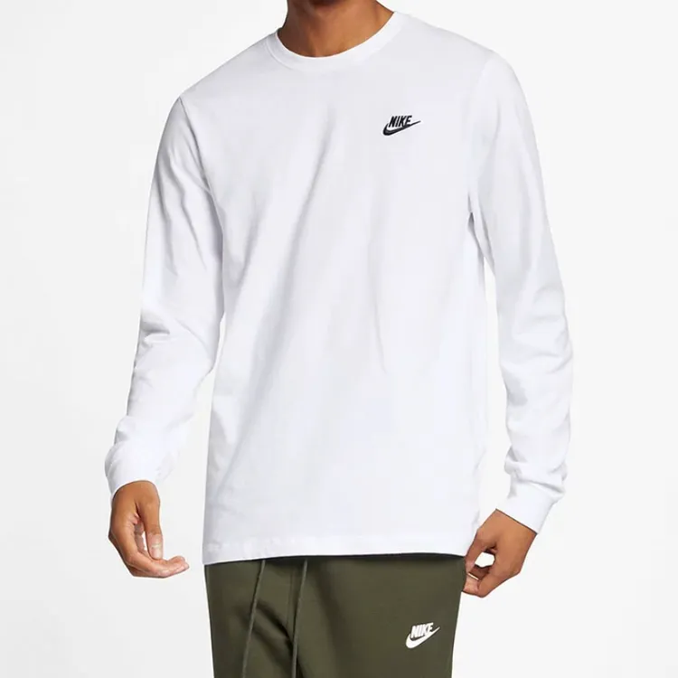 NIKE耐克CLUB TEE雪花白超百搭打底长袖T恤AR5194-100