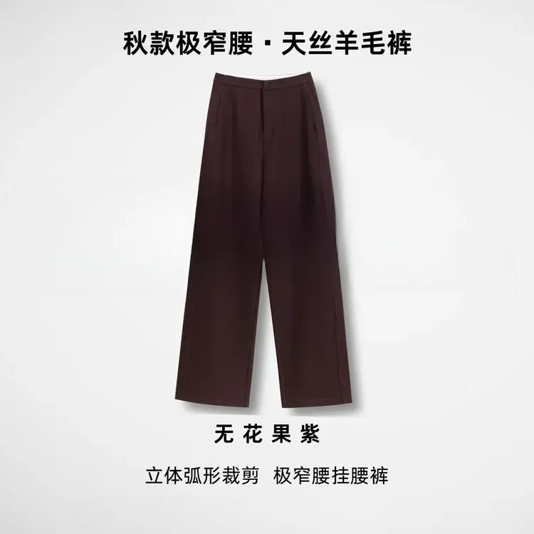 窄版阔腿裤女春秋季2025新款宽松天丝羊毛直筒裤垂感西裤灰色裤子