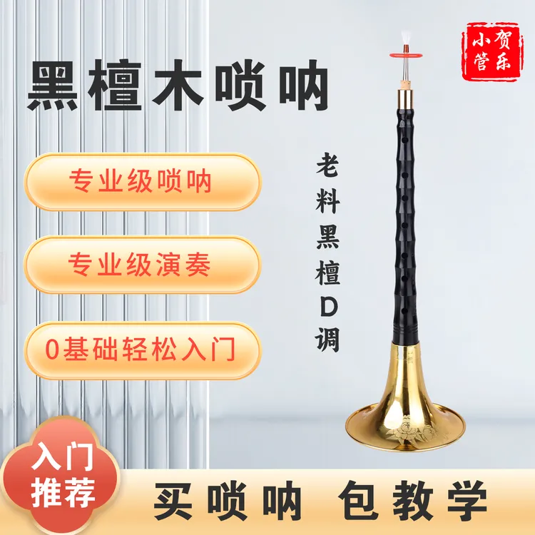 专业级精选黑檀木D调唢呐包教学送视频曲谱伴奏初学演奏乐器