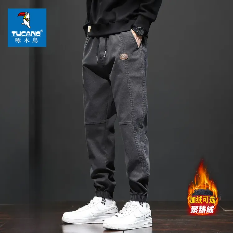 啄木鸟工装裤男士秋冬款加绒宽松百搭束脚修身显瘦大码休闲裤子男商品图