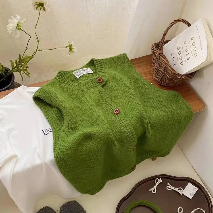 【运费补贴】3383韩版时尚百搭糖果色针织背心女春季新款叠穿马甲