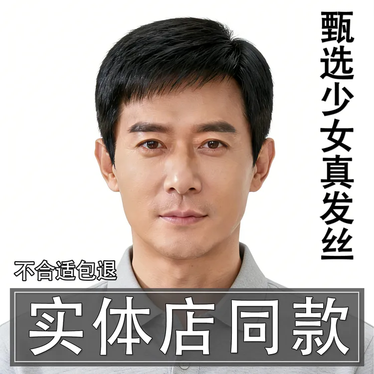 假发男全头套式中老年全真发帅气逼真轻薄自然透气男士真人发发套