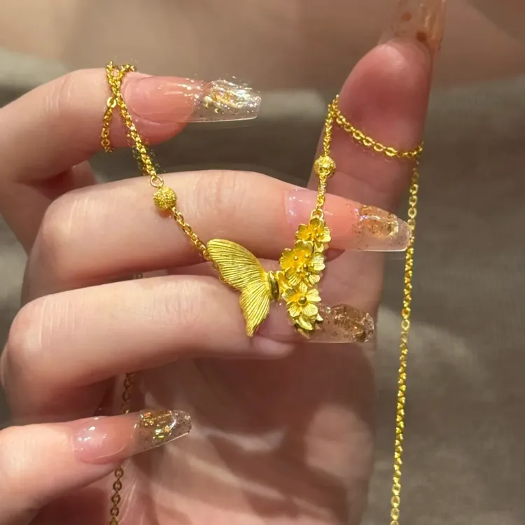 钛钢项链 2025蝴蝶繁花超仙项链时尚百搭锁骨链