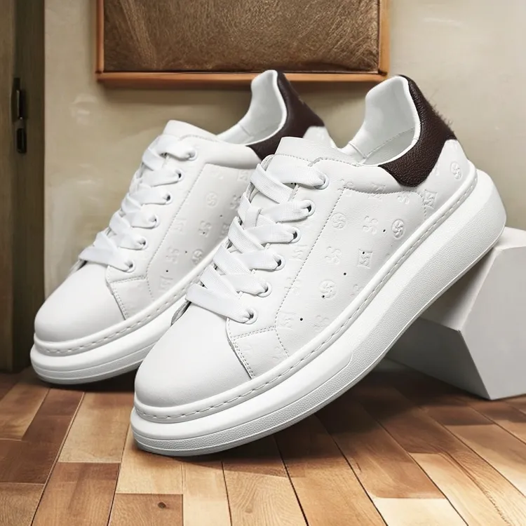 23005麦昆小白鞋男秋季真皮厚底运动鞋休闲百搭板鞋潮流老爹鞋 