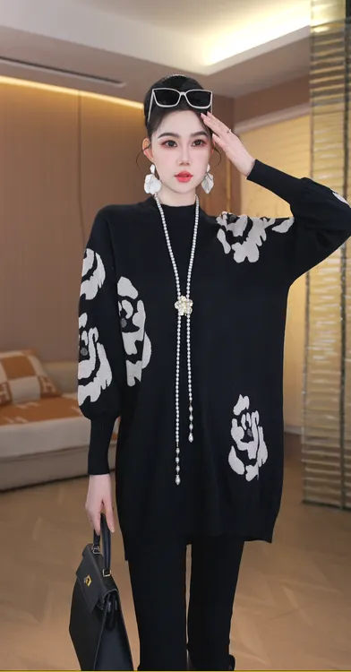 重磅加厚【山茶花】宽松冬季保暖秋冬百搭显瘦气质女毛衣上衣-6891#