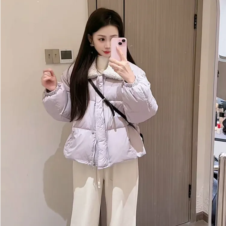 （现）韩系仿羊羔毛领羽绒服外套-2707