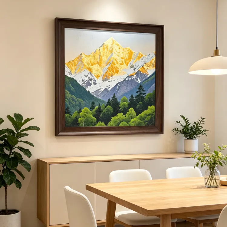 286日照金山复古风景油画适合客厅餐厅玄关装饰画