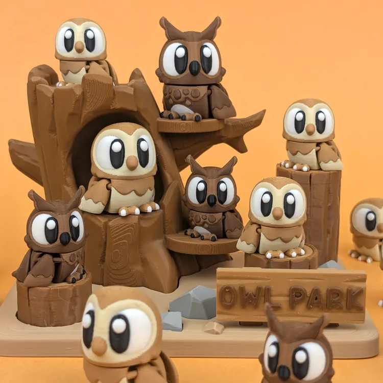 猫头鹰公园-桌面摆件动物模型手办装饰玩具玩具套装