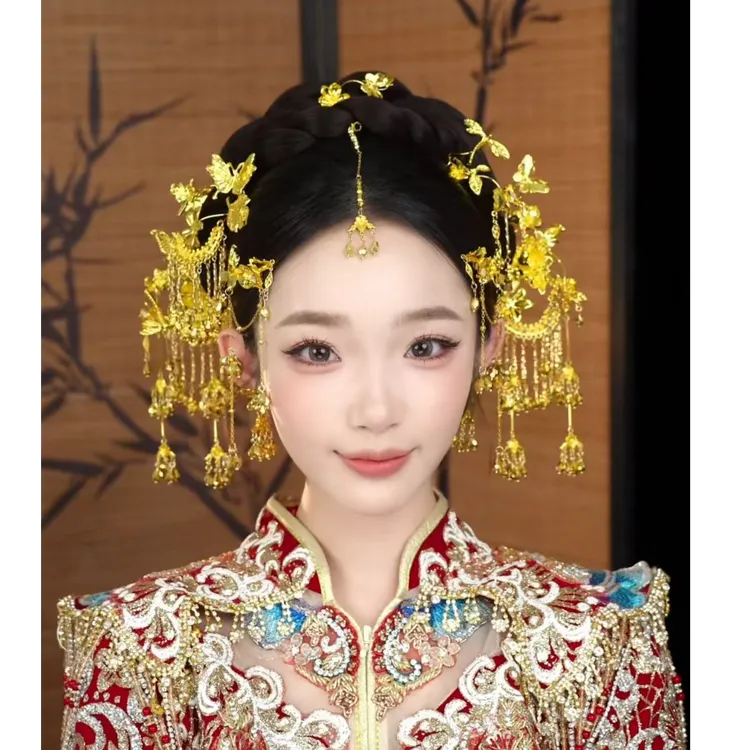 合金婚庆饰品 新款金色中式新娘百搭结婚饰品430