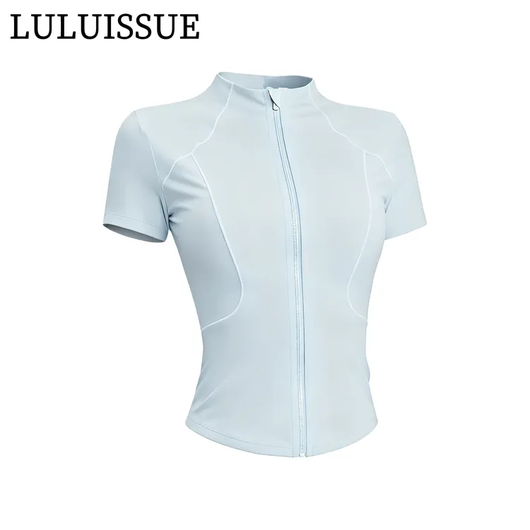 LULUISSUE裸感短袖拉炼炼健身衣女骑行服户外运动瑜伽训练上衣夏