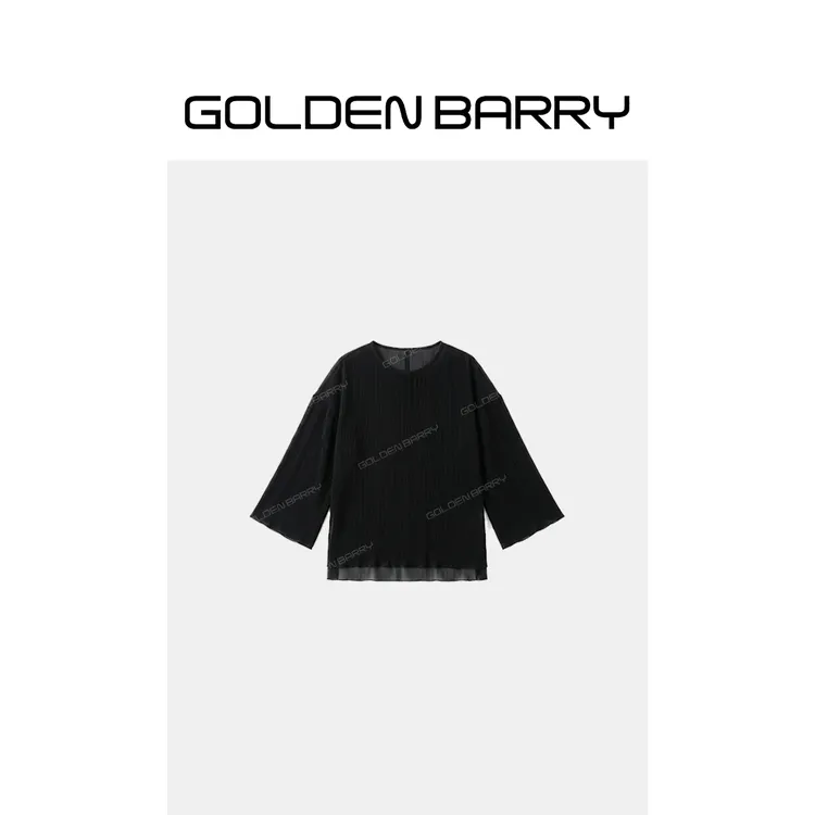 GOLDENBARRY简约气质肌理感褶皱小衫206410