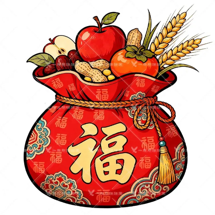 五谷丰登福字招财丰收喜庆贴画冰箱贴入户门贴出租屋卧室墙上贴画商品图