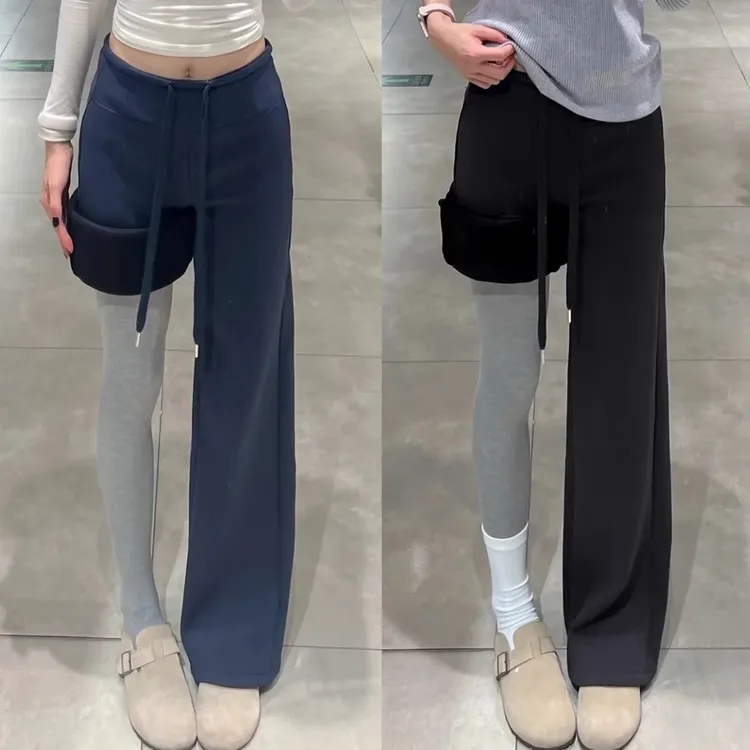 lulu平替加绒直筒裤女秋季2025新款显瘦垂感小个子加绒休闲运动裤