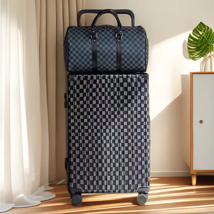 [高端定制]新款轻奢网红时尚棋盘格系列男女行李箱套装登机旅行箱