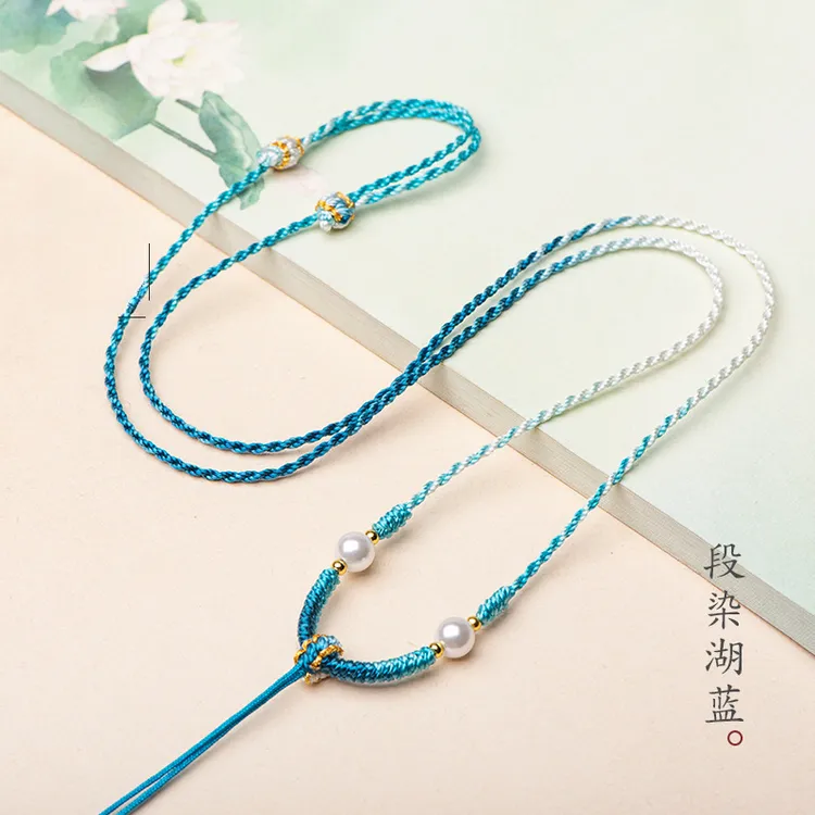 新款渐变手搓吊可调节坠挂绳坠绳珍珠配饰细款金刚结玉佩挂坠绳子