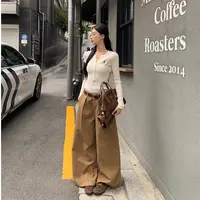 高端货~西装阔腿裤女慵懒风休闲裤宽松长裤独特超好看裤子