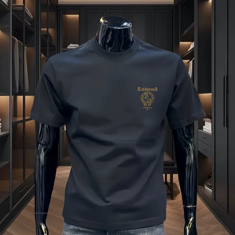 2026马年新款潮牌印花T恤男士时尚套头圆领纯棉短袖休闲百搭上衣