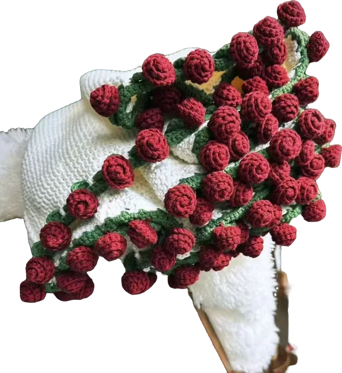 正品四股牛奶棉手工编织玫瑰毛毯宝宝线围巾线钩蓝铃花毛毯材料包