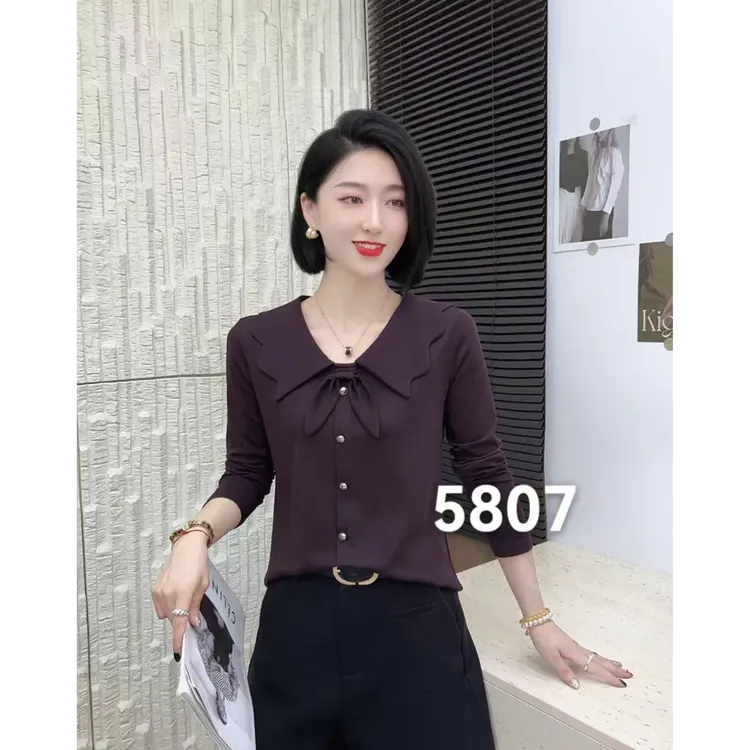 5807秋季新款时尚洋气气质修身网红女神显瘦长袖上衣