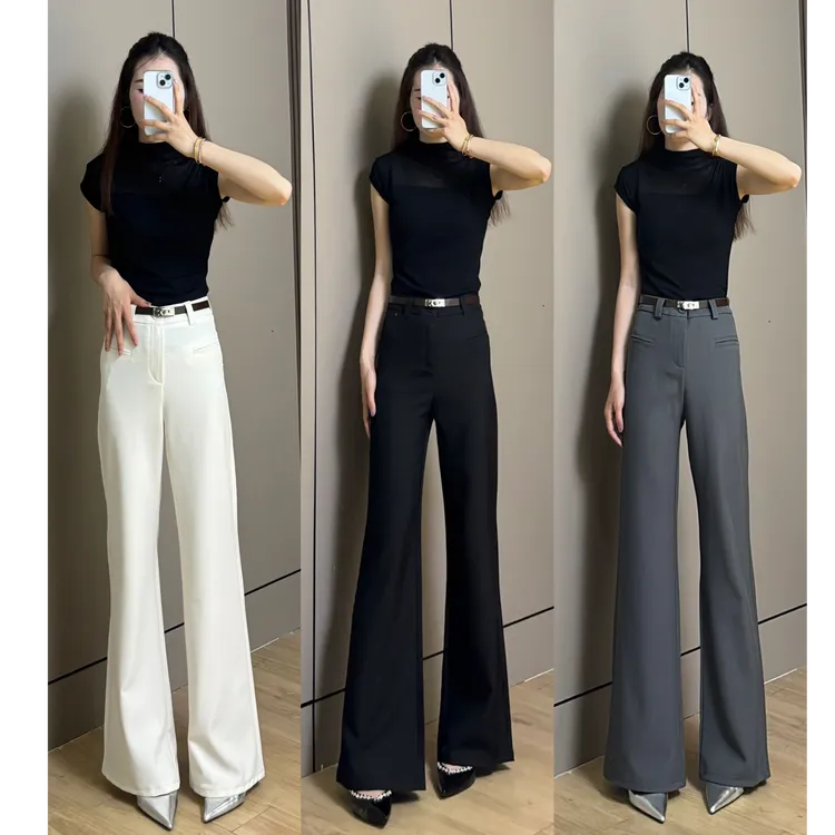 【赠腰带】窄版西裤女2025秋季新款高级垂感休闲显瘦直筒拖地阔腿裤