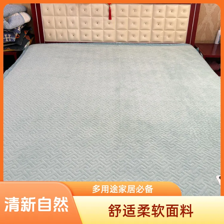 牛奶绒床盖纯色水绿色加厚防滑可机洗