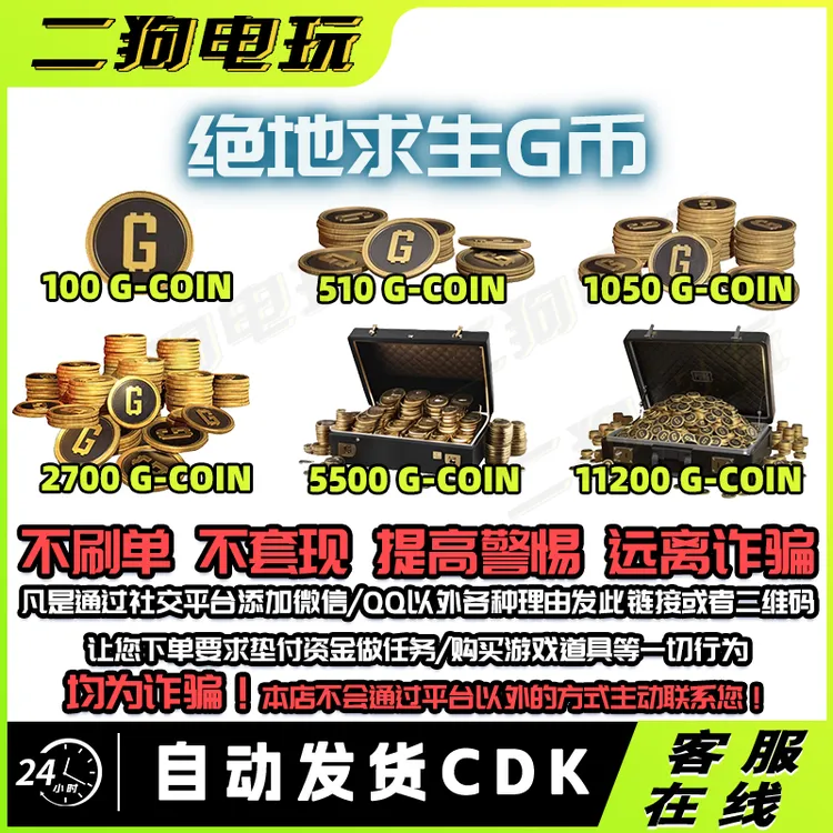 PUBG g币绝地求生G币吃鸡端游gb代充游戏币官方G-coin点券CDK兑换