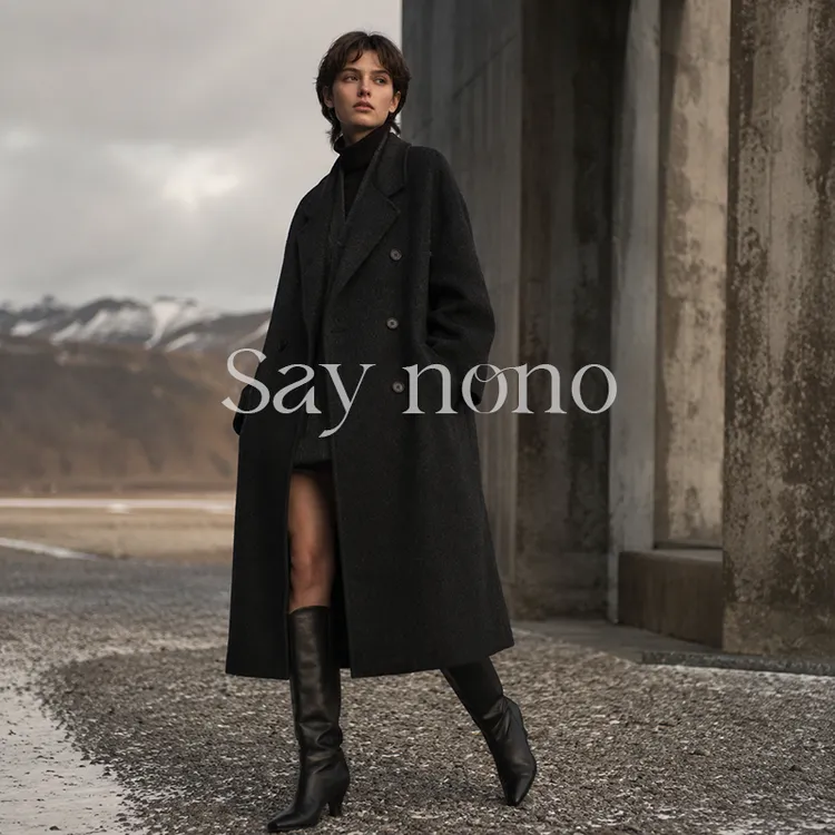 懒猫nono│Saynono 中长款女士大衣女羊绒大衣/1-WRWBG261190TYQ