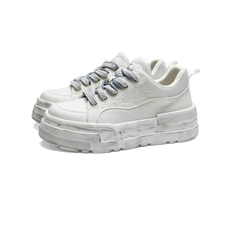 马克华菲2025秋季新款潮流百搭板鞋休闲鞋男款男鞋厚底擦色小白鞋