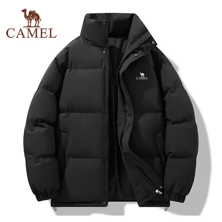 火山骆驼秋冬户外情侣加厚保暖立领纯色休闲袄子小个子女棉衣外套