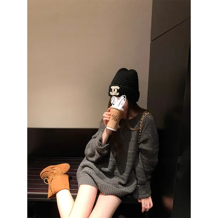 毛衣女2025春秋新款韩版慵懒风圆领毛毛宽松显瘦针织套头长袖上衣