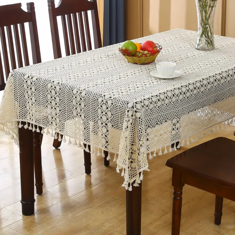复古镂空桌布ins田园风拍照手工钩花台布小圆桌茶几餐桌盖巾