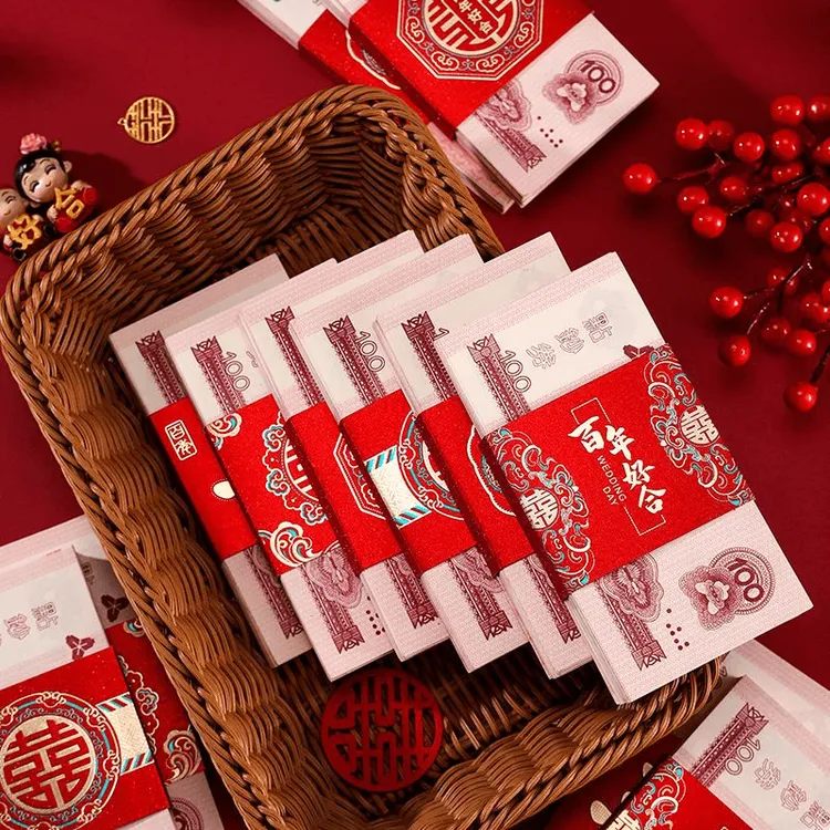 【喜结良缘】订婚彩礼捆万元钱套封钱套聘礼喜字封条结婚专用利是封商品图