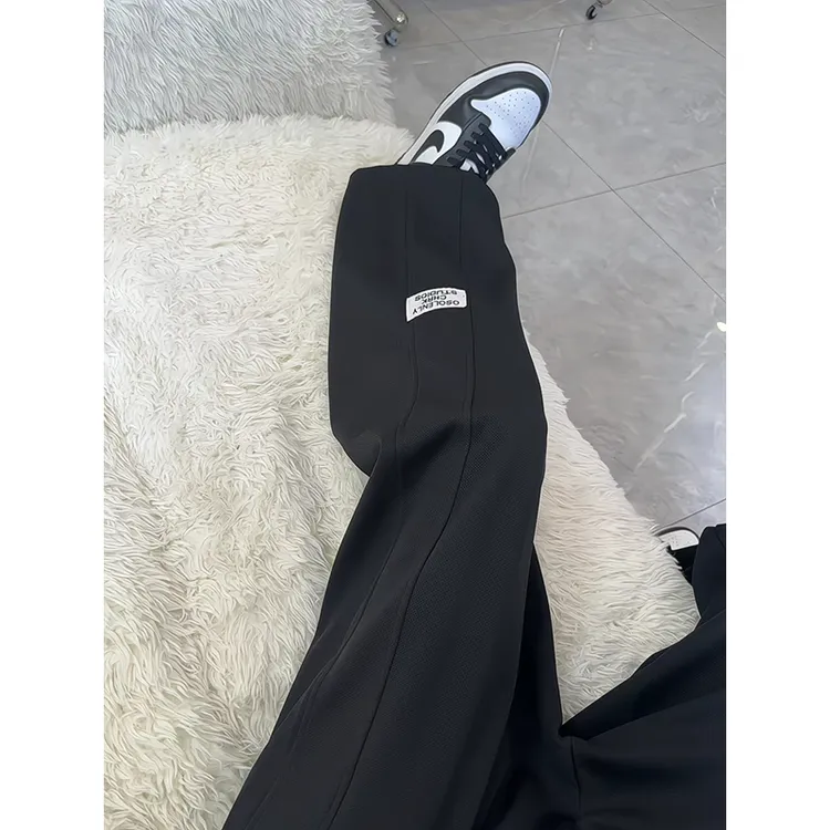 秋冬季裤子男直筒潮流加绒休闲裤男2025新款宽松百搭拖地男士长裤