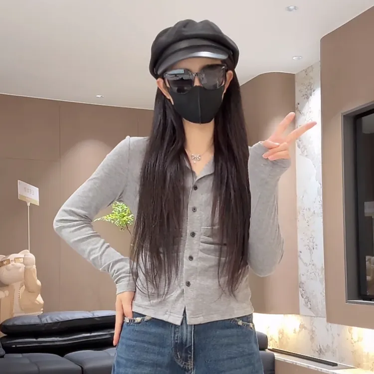 宿慕SUMU女款设计感褶皱小衫秋季2025新款时尚气质女装上衣1615