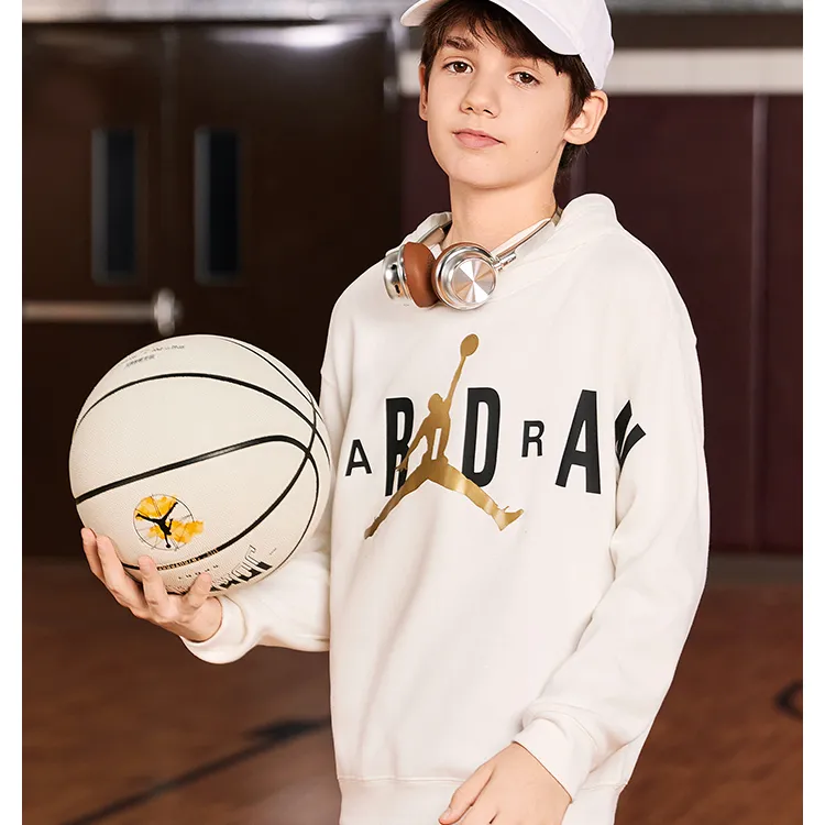 官方旗舰AIRJORDAN冬季休闲童装卫衣男女童加绒金标连帽卫衣D188