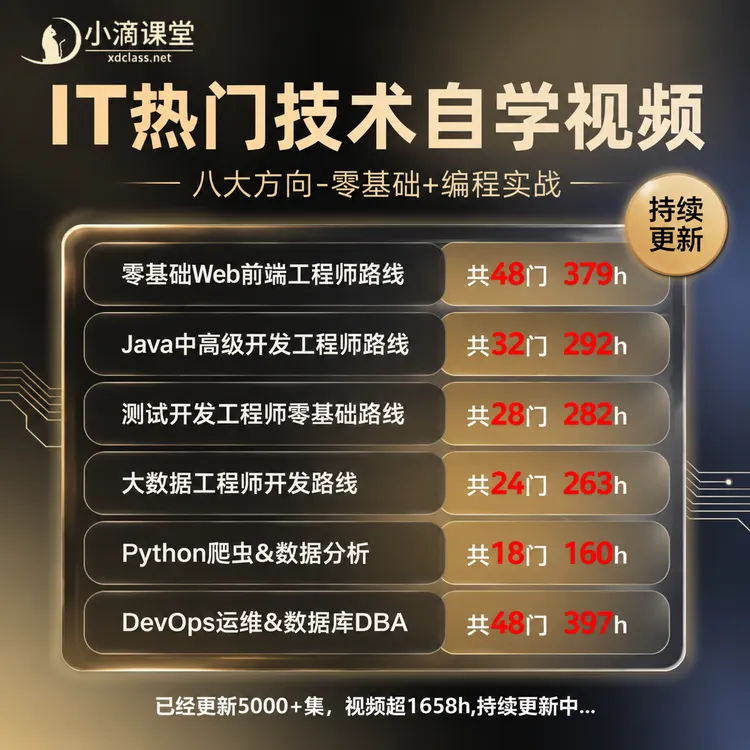 IT热门编程技术自学视频java/python/前后端/运维八大方向实战商品图
