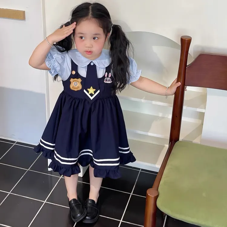 女童洛丽塔公主裙洋气2026新款洋气夏小童女宝宝兔子警官连衣裙