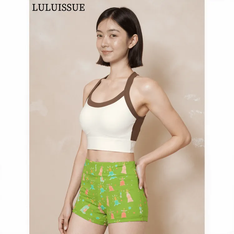 LULUISSUE艰苦|明星蜡烛训练高弹性运动短裤绿色透气女子瑜伽裤