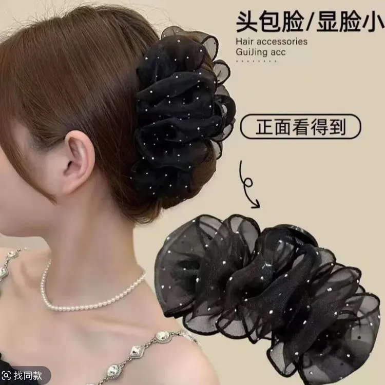 诗泊雅 新款时尚甜美百搭蓬松女孩云朵泡泡满钻抓夹商品图