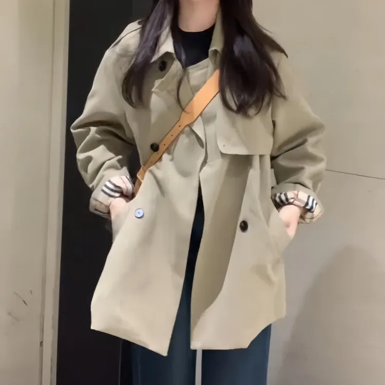 秋季韩版慵懒风休闲简约衣外套百搭英伦风宽松显瘦胖mm显瘦外套女