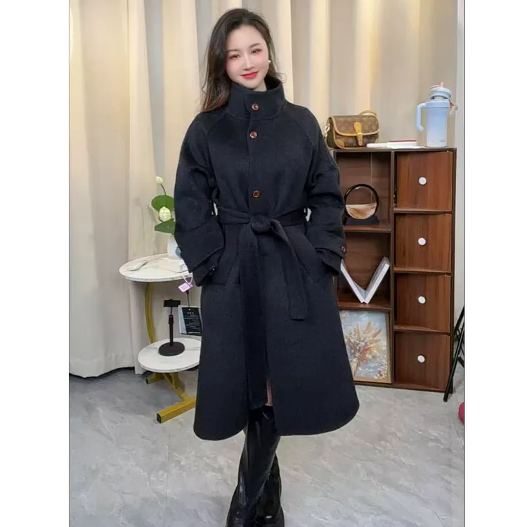 冬季新款小个子羊毛大衣立领时尚外套