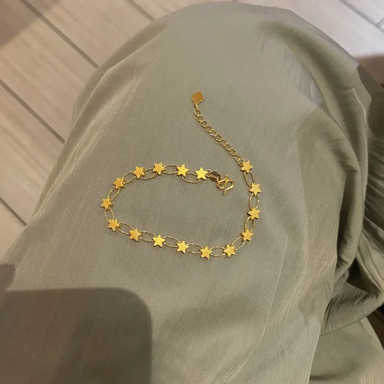 铜合金手链 复古金色星星拼接手链女时尚小众设计高级感百搭手串