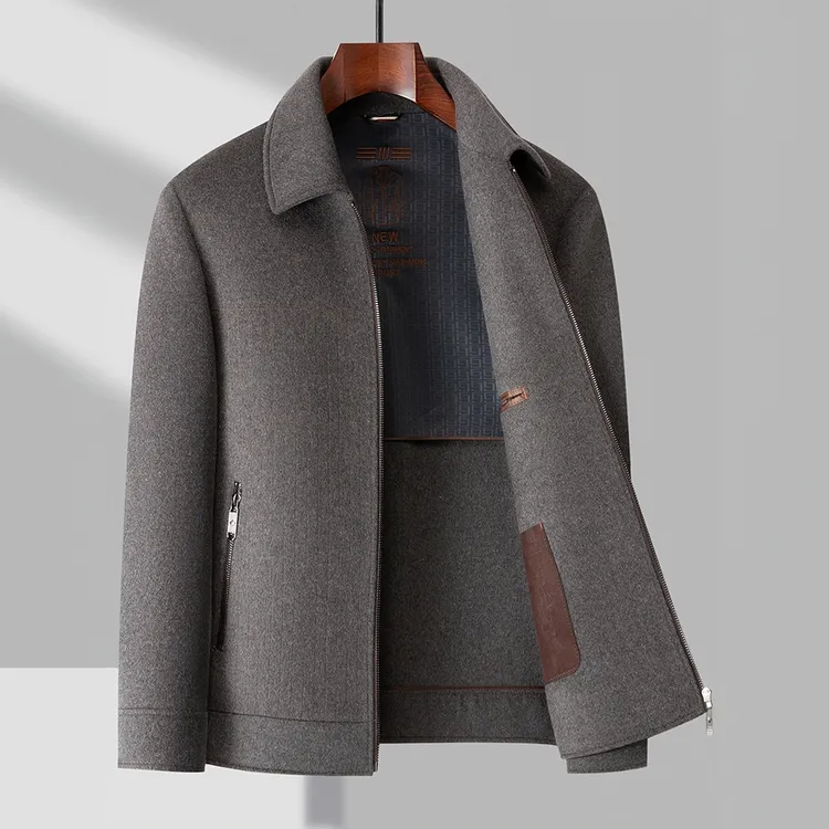 CORNUCINAT冬季绵羊毛高端双面呢外套男加厚呢子可脱卸白鸭绒内胆